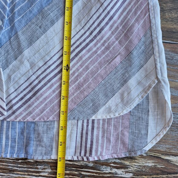Chico's No Iron Linen Button-Up Shirt 3/4 Sleeve Multicolor Stripe - Picture 9 of 9